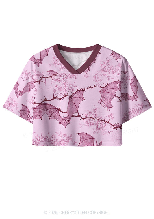 Pink Bat Y2K Crop Sport Jersey Shirts Cherrykitten