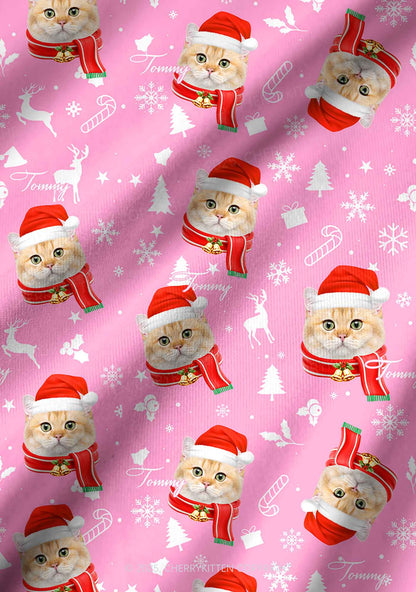 Custom Sweet Cat Face Y2K Print Long Sleeve Pajama Set Cherrykitten