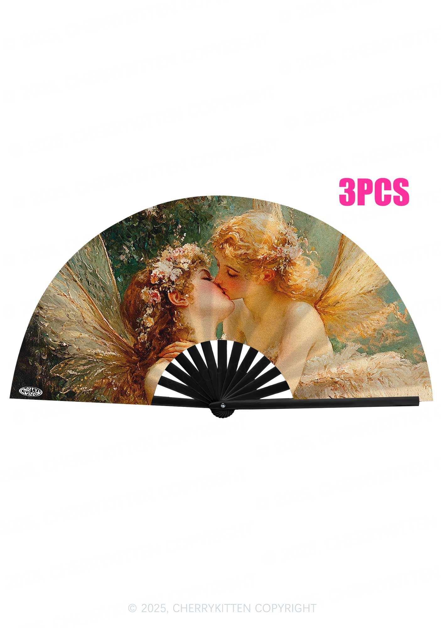 Fairy Kiss Pride Y2K Rave Hand Fan Cherrykitten