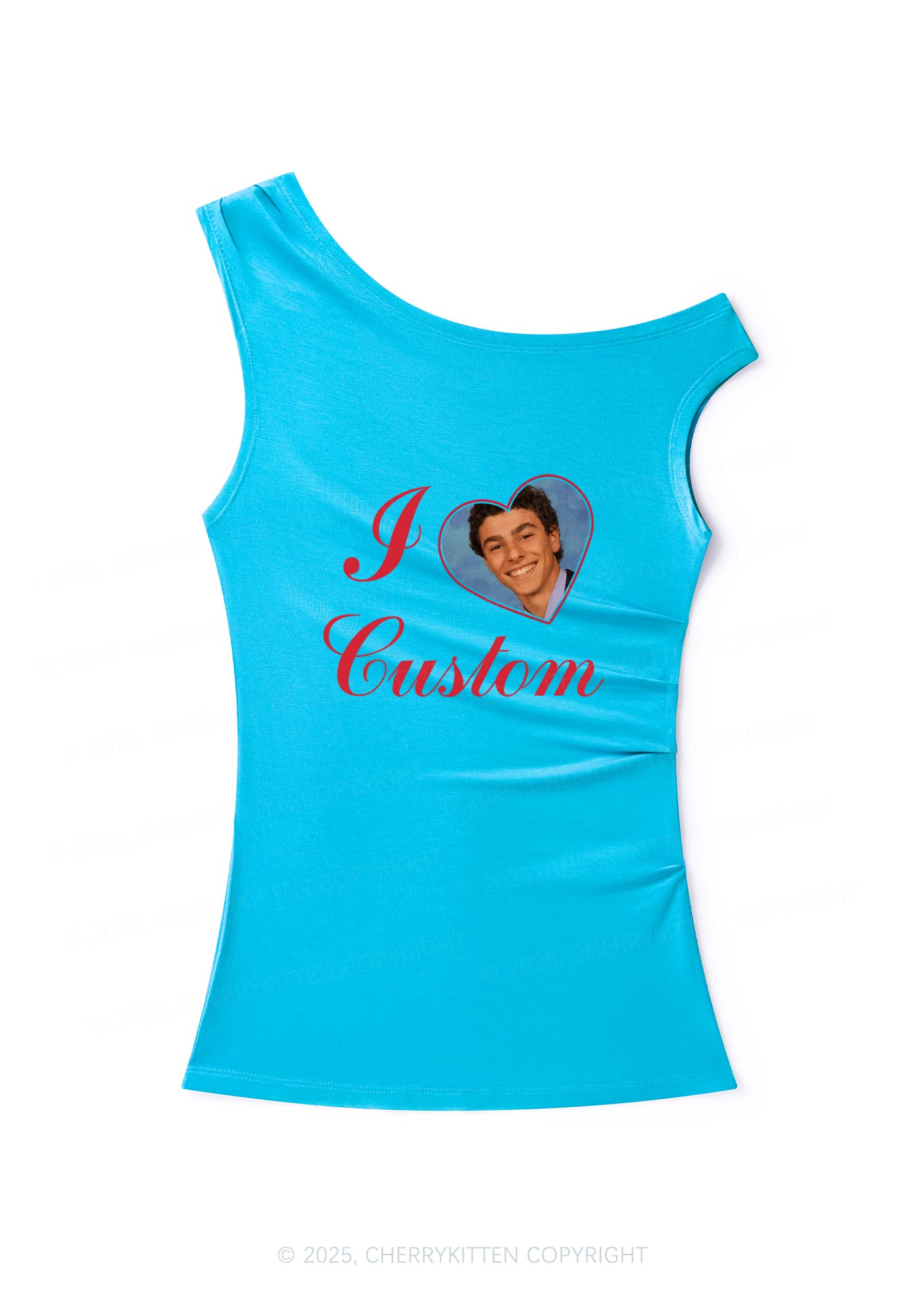 I Love Custom Name Y2K Off Shoulder Tank Top Cherrykitten