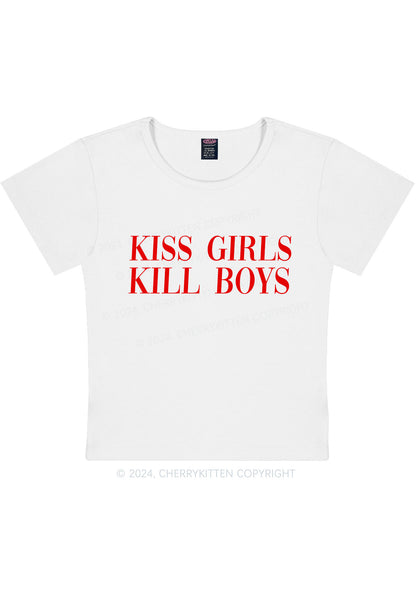 Kiss Girls Y2K Baby Tee Cherrykitten