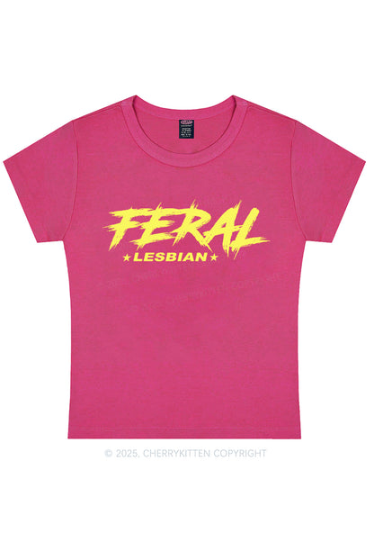 Feral Lesbian Pride Y2K Baby Tee Cherrykitten