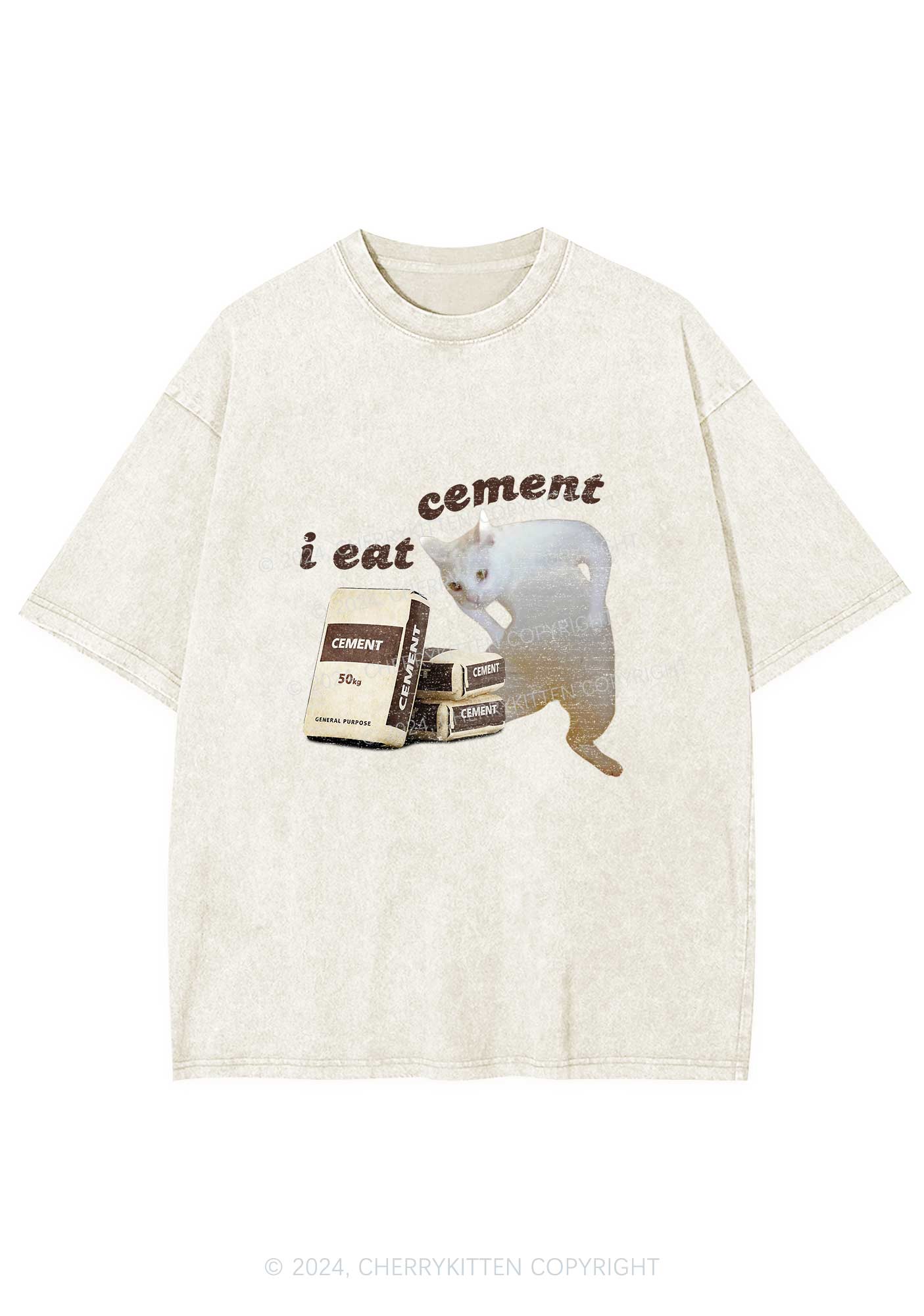 I Eat Cement Y2K Washed Tee Cherrykitten