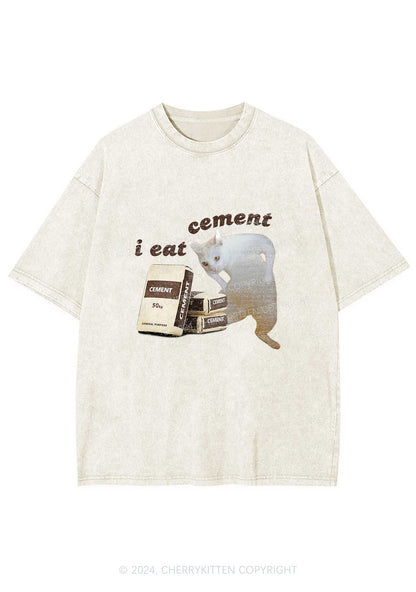 I Eat Cement Y2K Washed Tee Cherrykitten