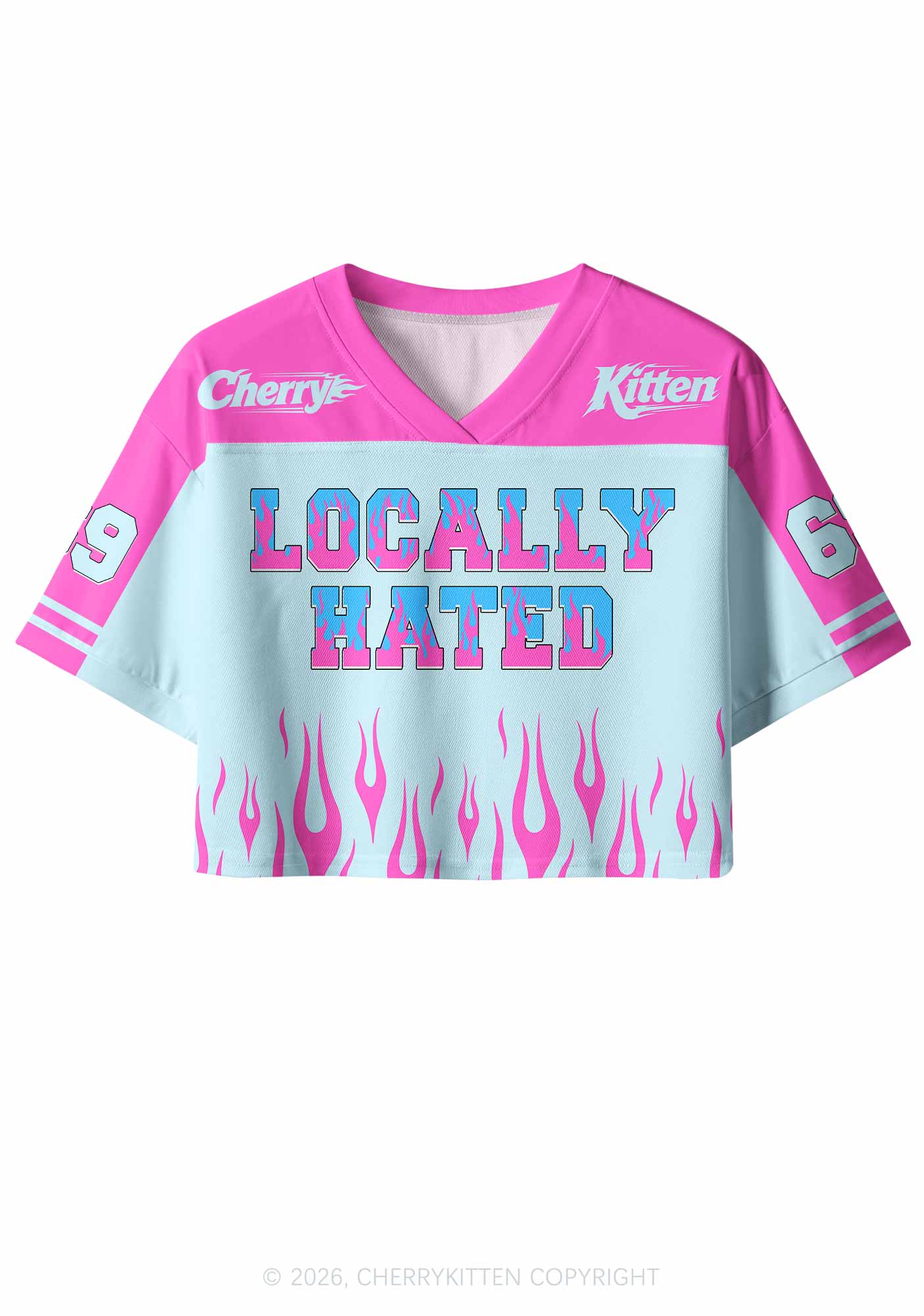 Locally Hated Y2K Crop Sport Jersey Shirts Cherrykitten