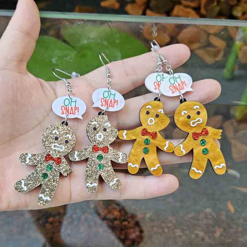 Christmas Acrylic Y2K Gingerbread Man Earrings Cherrykitten