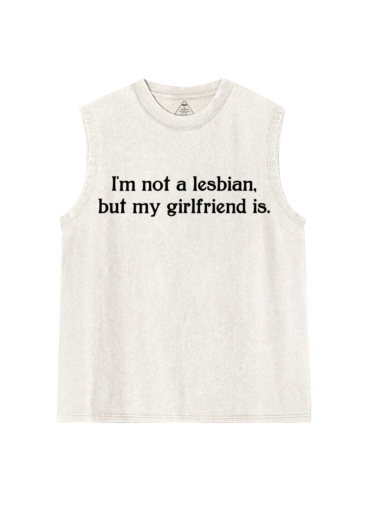 My Girlfriend Is Lesbian Pride Y2K Washed Muscle Tank Cherrykitten