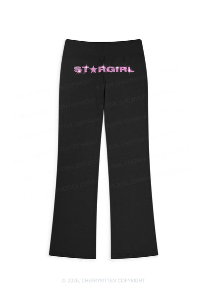 Rhinestone Stargirl Y2K Low Rise Drawstring Flare Pants Cherrykitten