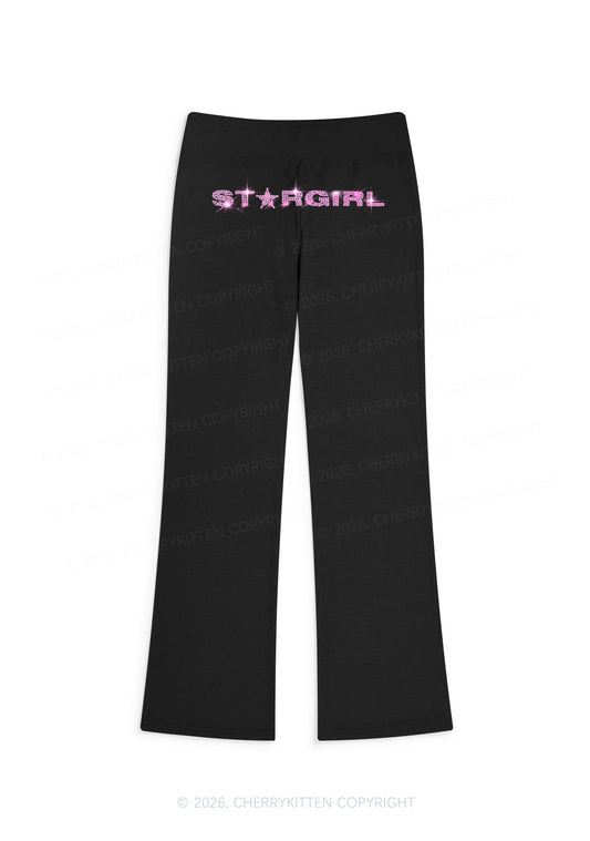 Rhinestone Stargirl Y2K Low Rise Drawstring Flare Pants Cherrykitten