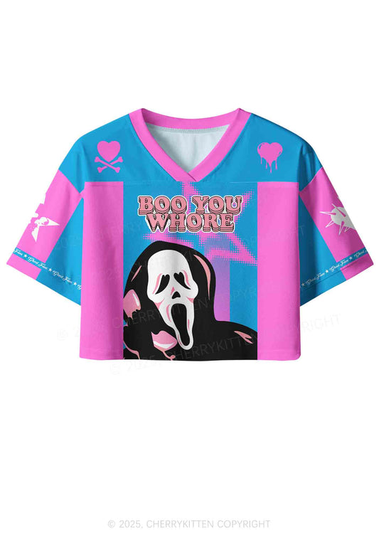 Custom Halloween Skeleton Boo You Hore Y2K Crop Sport Jersey Shirts Cherrykitten