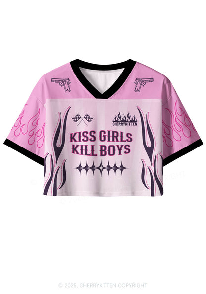 Custom Kiss Girls Kill Boys Pride Y2K Crop Sport Jersey Shirts Cherrykitten