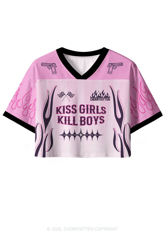 Custom Kiss Girls Kill Boys Pride Y2K Crop Sport Jersey Shirts Cherrykitten