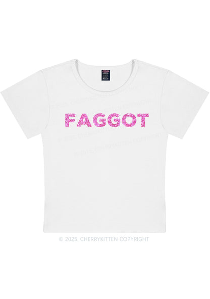Glitter Faggot Pride Y2K Baby Tee Cherrykitten