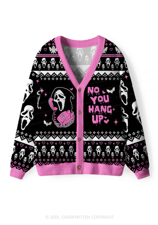 Halloween Pink No You Hang Up Y2K Christmas Cardigan Knit Sweatshirt Cherrykitten