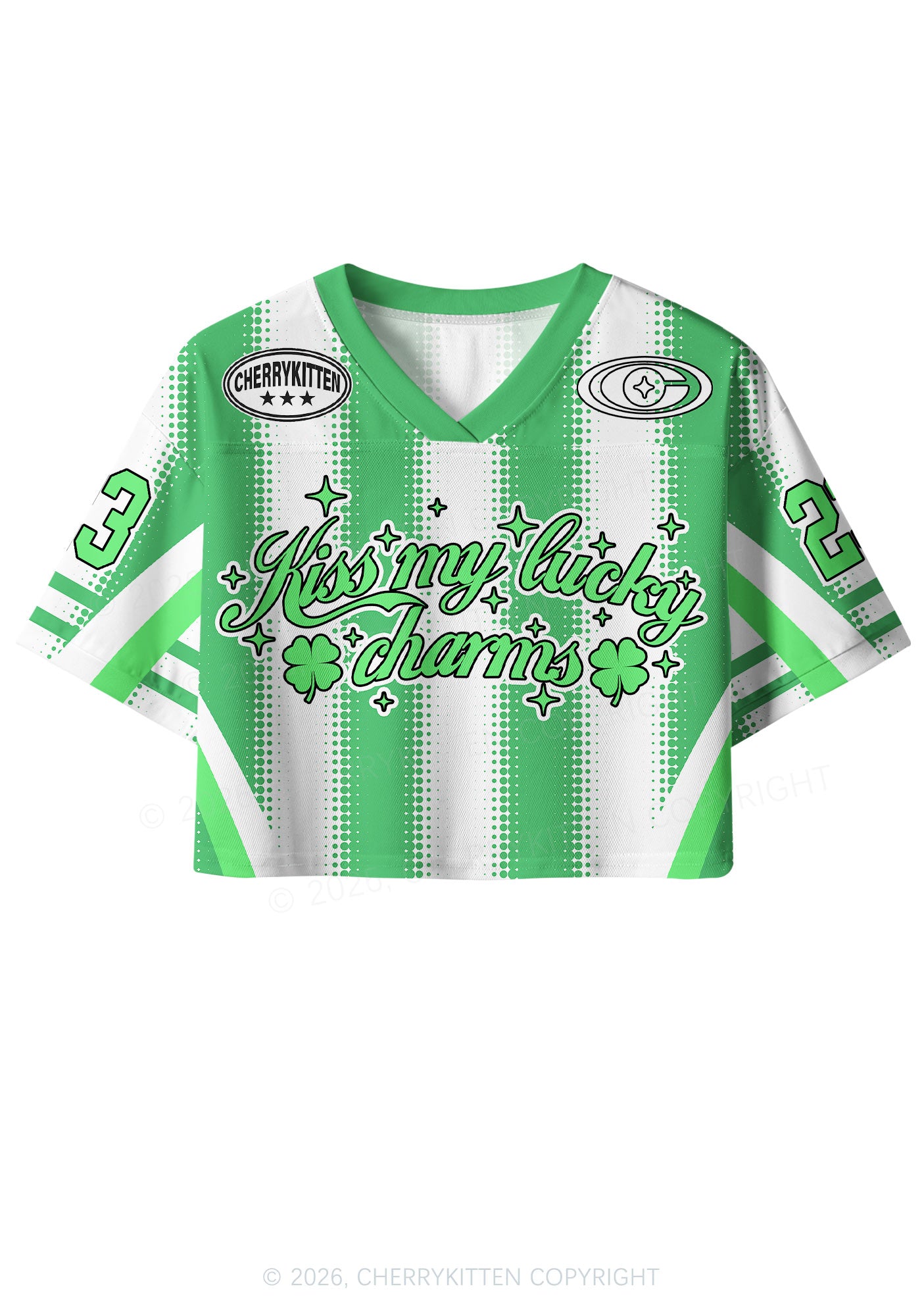 Custom Kiss My Lucky Charms St Patricks Y2K Crop Sport Jersey Shirts Cherrykitten