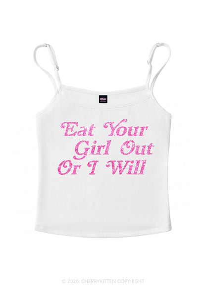 Glitter Eat Your Girl Out Pride Y2K Spaghetti Strap Cami Cherrykitten