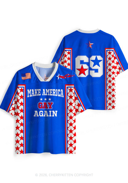 Blue Make America Gay Again Pride Y2K Sport Jersey Shirts Cherrykitten