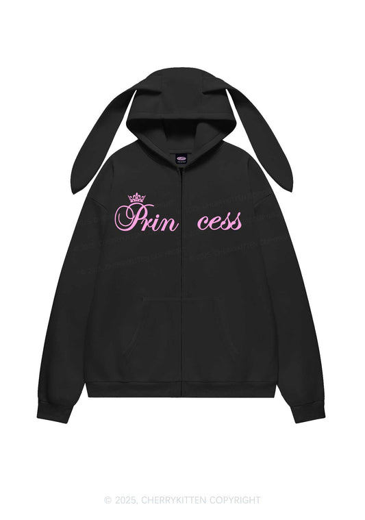 Princess Y2K Bunny Ear Zip Hoodie Cherrykitten