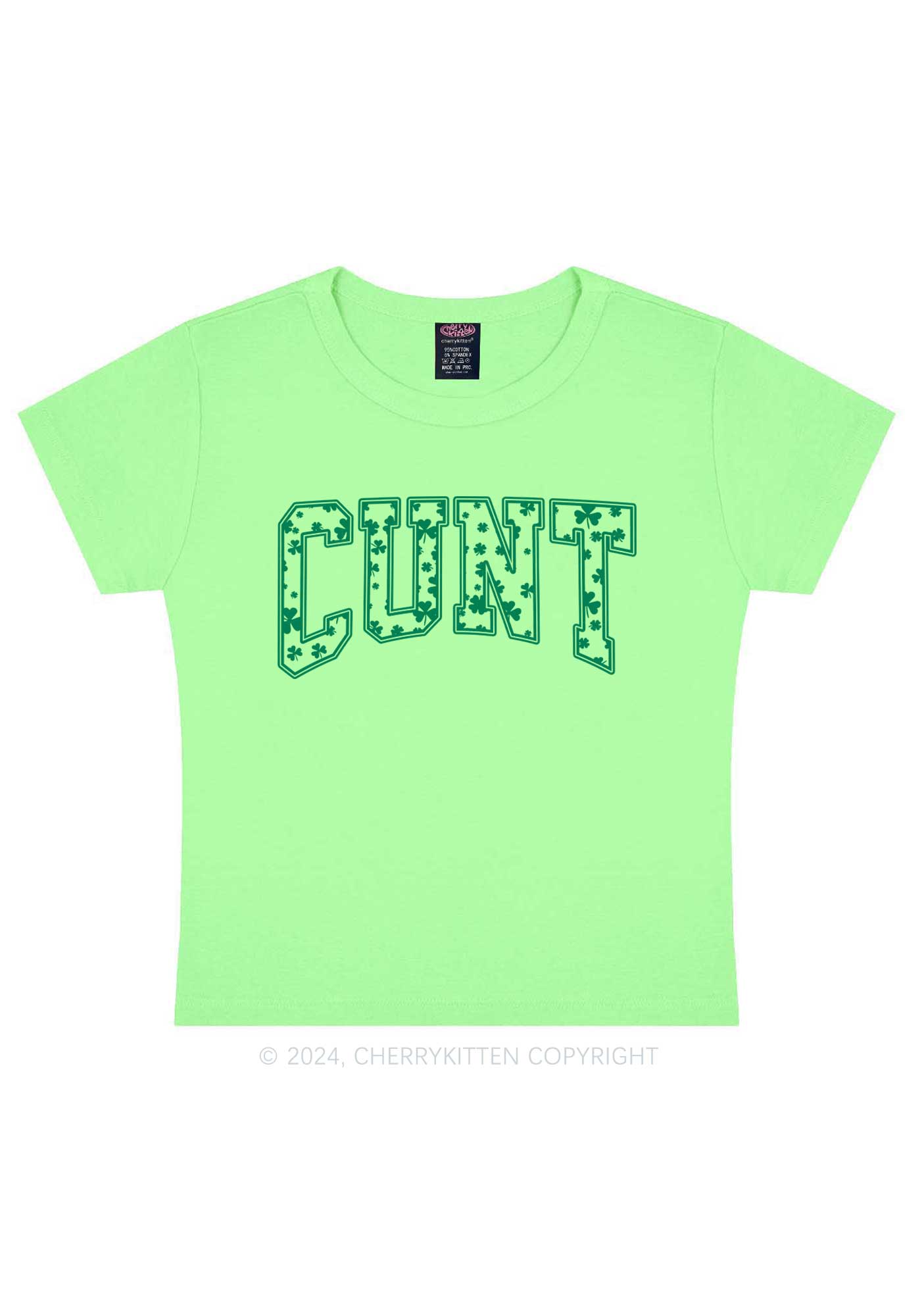 Green Cxxt St Patricks Y2K Baby Tee Cherrykitten