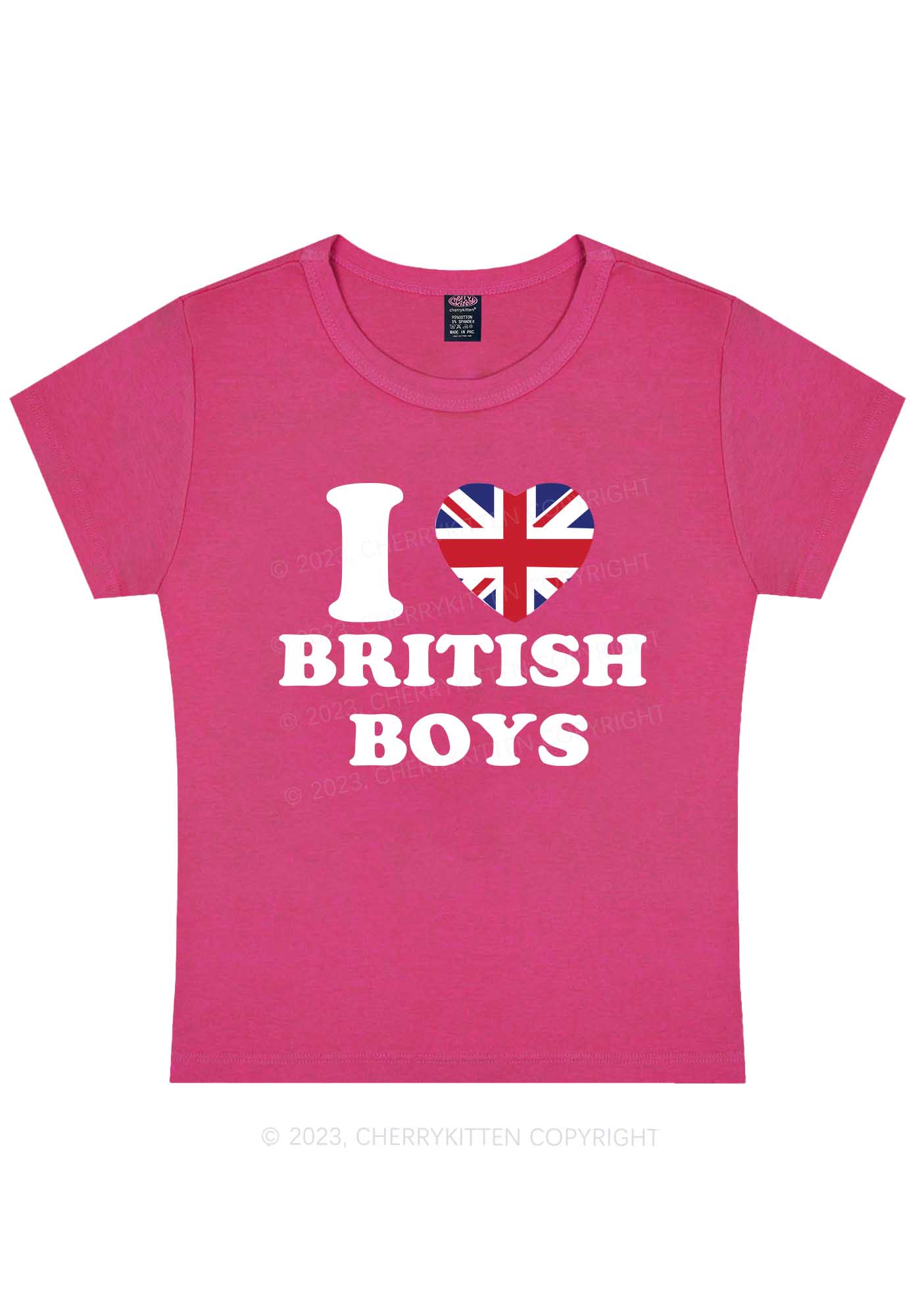 Curvy I Love British Boys Y2K Baby Tee Cherrykitten