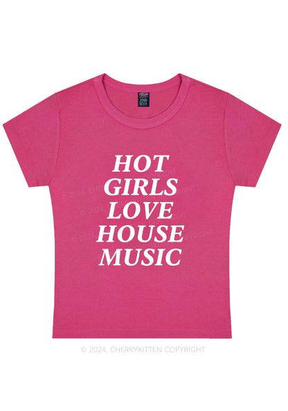 Girls Love House Music Y2K Baby Tee Cherrykitten