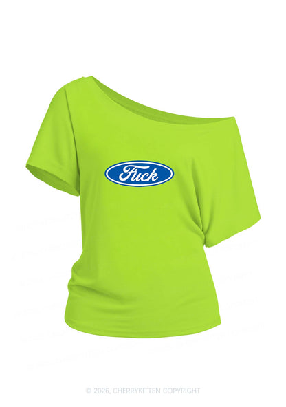 Oval Fxxk Y2K Off Shoulder Tee Cherrykitten
