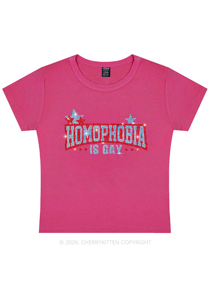 Rhinestone Homophobia Is Gay Pride Y2K Baby Tee Cherrykitten