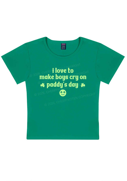 Make Boys Cry On Paddys Day St Patricks Y2K Baby Tee Cherrykitten