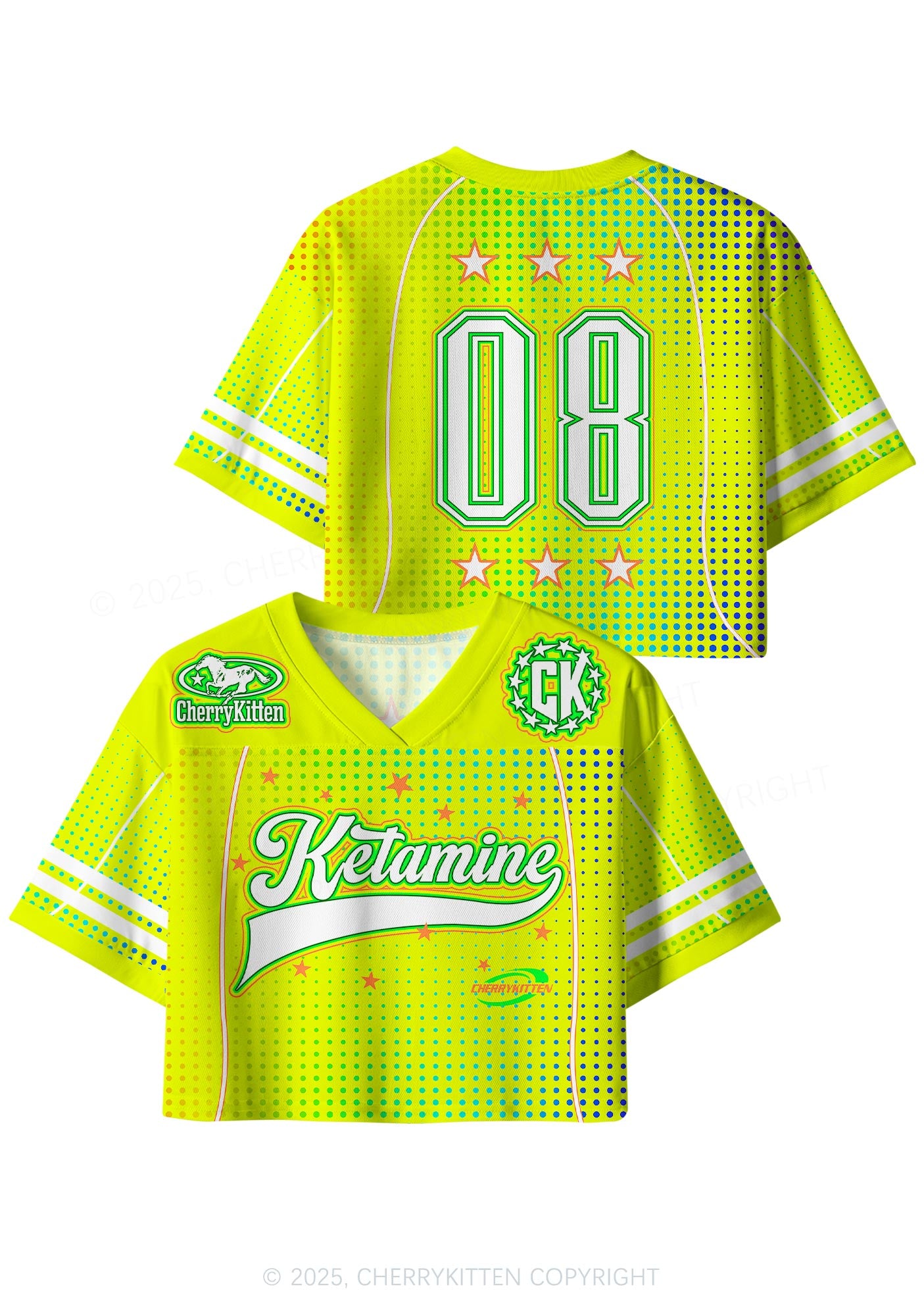 Custom Neon Yellow Ketamxxe Y2K Crop Sport Jersey Shirts Cherrykitten