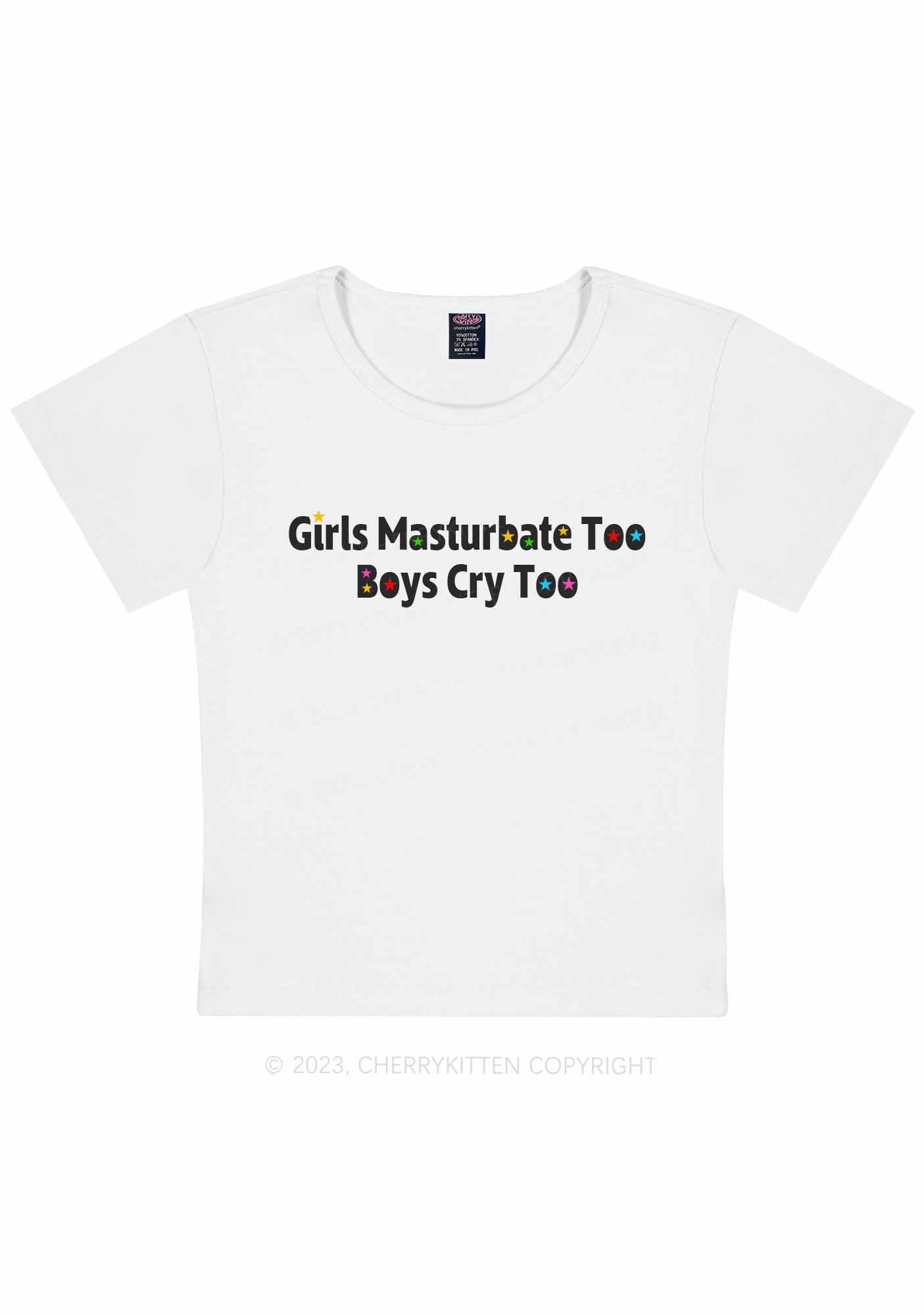 Curvy Boys Cry Too Y2K Baby Tee Cherrykitten