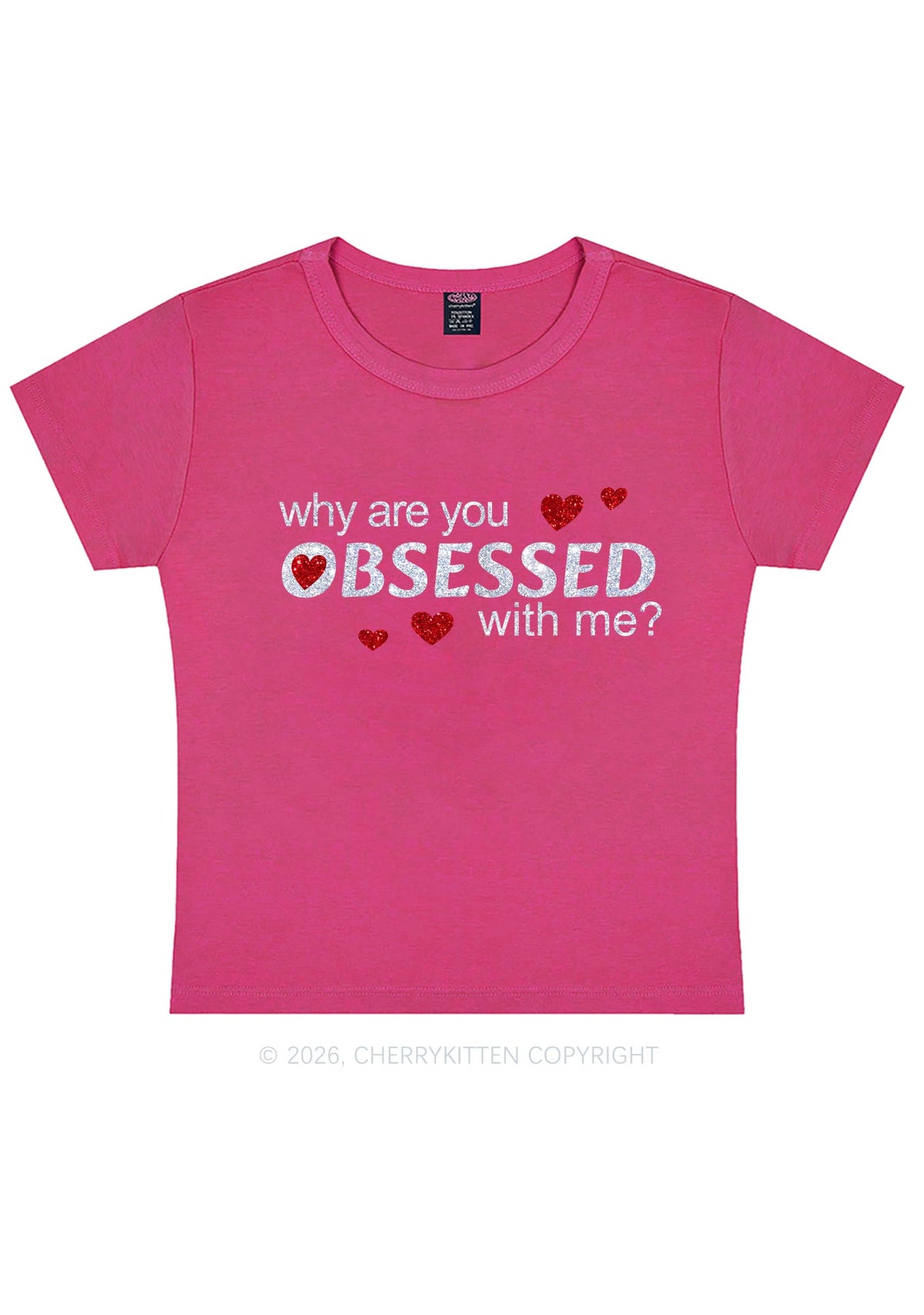 Glitter Obsessed With Me Y2K Baby Tee Cherrykitten