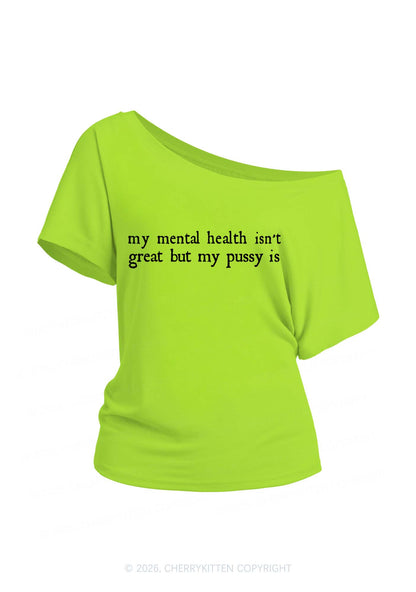 Great Mental Health Y2K Off Shoulder Tee Cherrykitten