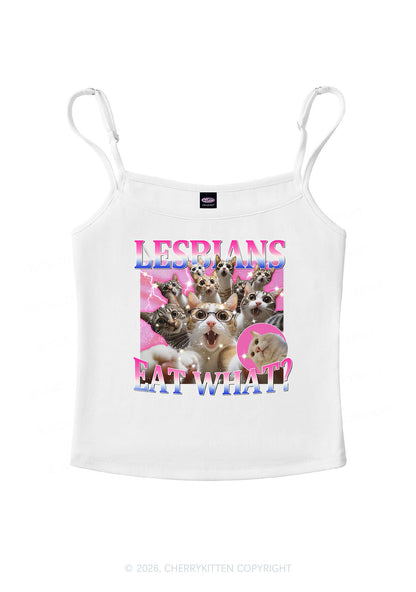 Lesbians Eat What Cat Pride Y2K Spaghetti Strap Cami Cherrykitten