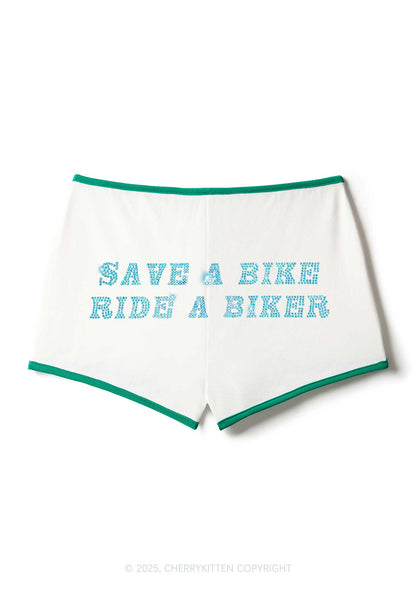 Rhinestone Save Bike Ride Biker Y2K Booty Shorts Cherrykitten