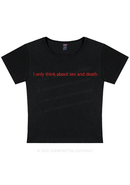 Think About Death Y2K Baby Tee Cherrykitten