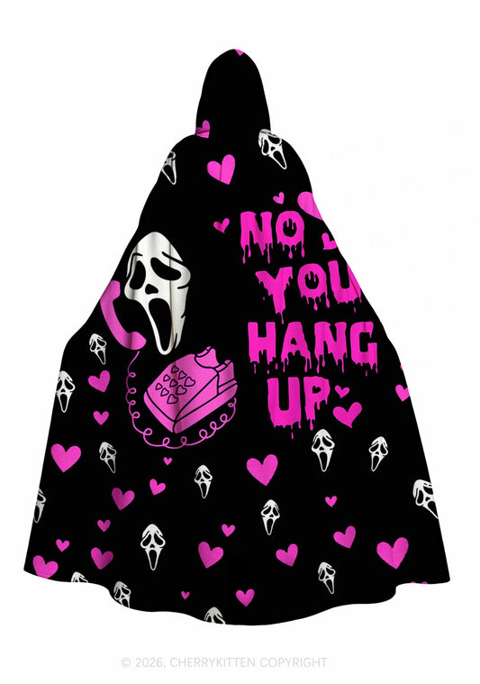 Halloween No You Hang Up Y2K Print Hooded Cloak Cherrykitten