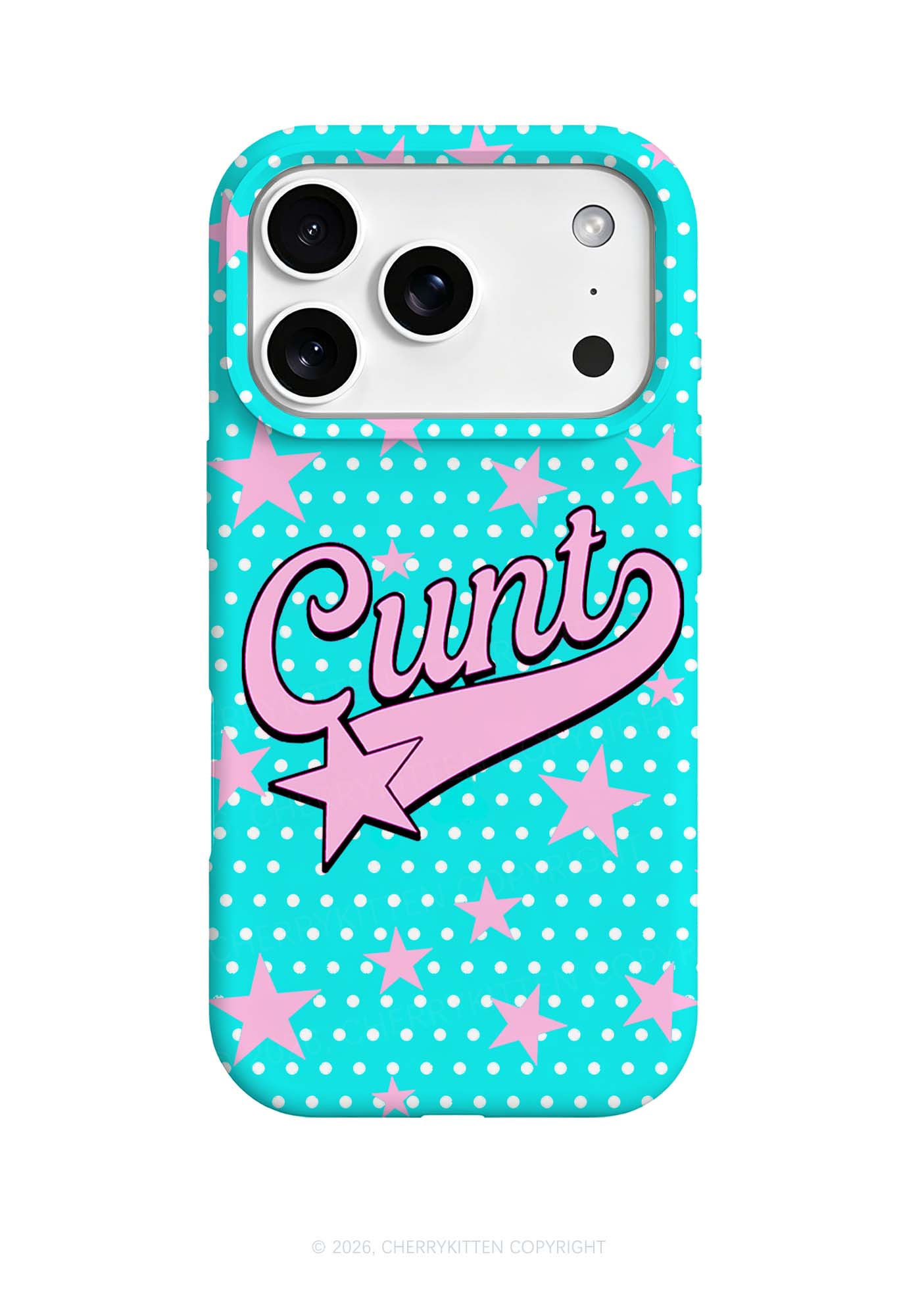 Pink Cxxt On Mint Blue Y2K Phone Case Cherrykitten