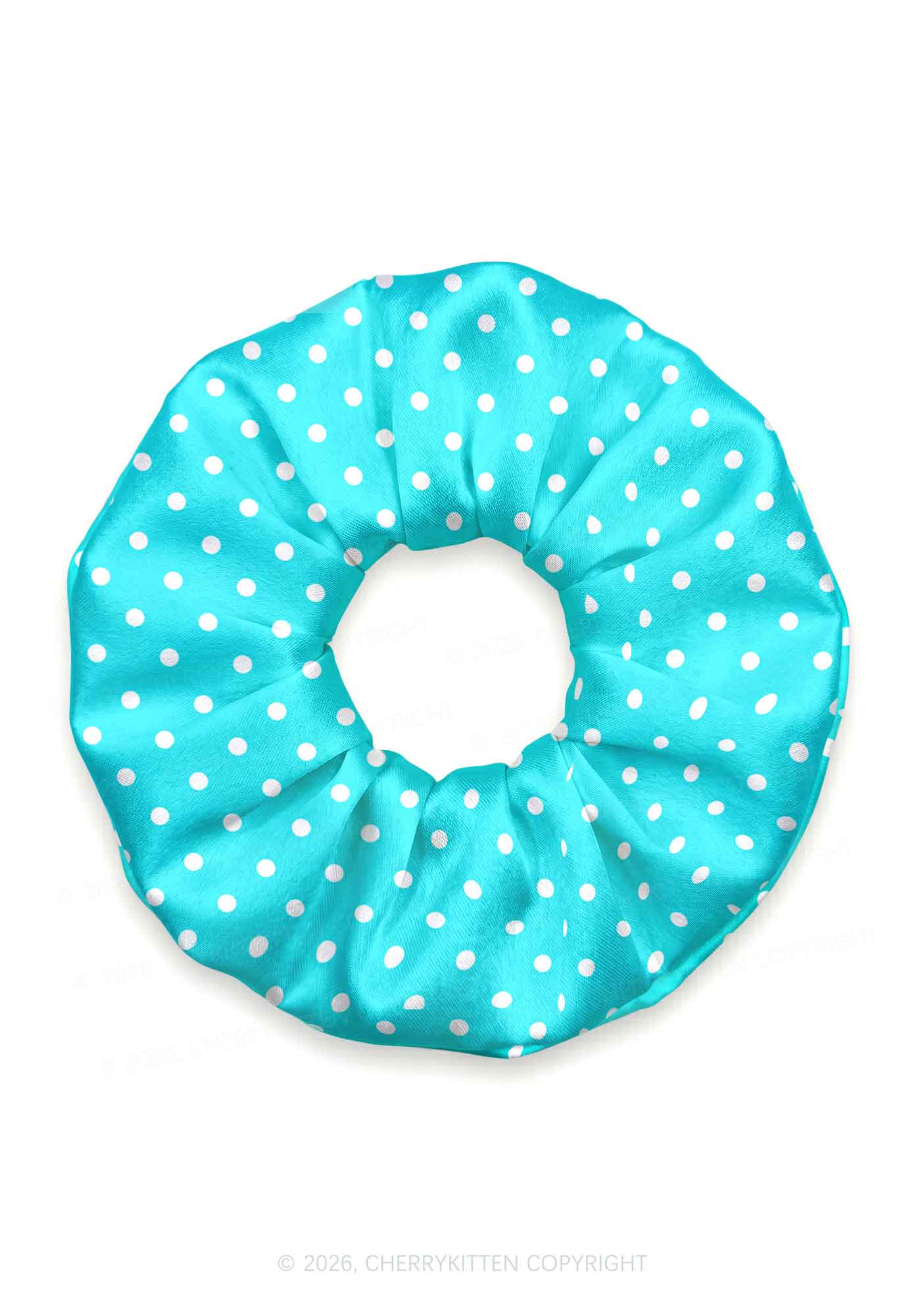 White Dots On Mint Green Y2K Hair Scrunchie Cherrykitten