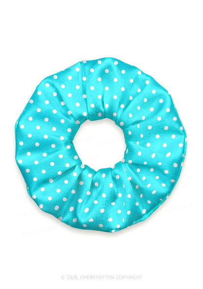 White Dots On Mint Green Y2K Hair Scrunchie Cherrykitten