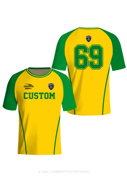 Custom Text Number Yellow Green Y2K Football Jersey Shirts Cherrykitten