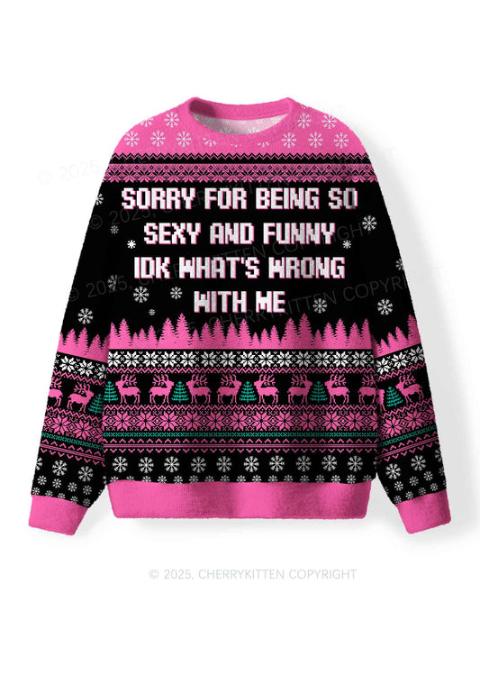Sorry For Being So Funny Y2K Christmas Knit Sweatshirt Cherrykitten