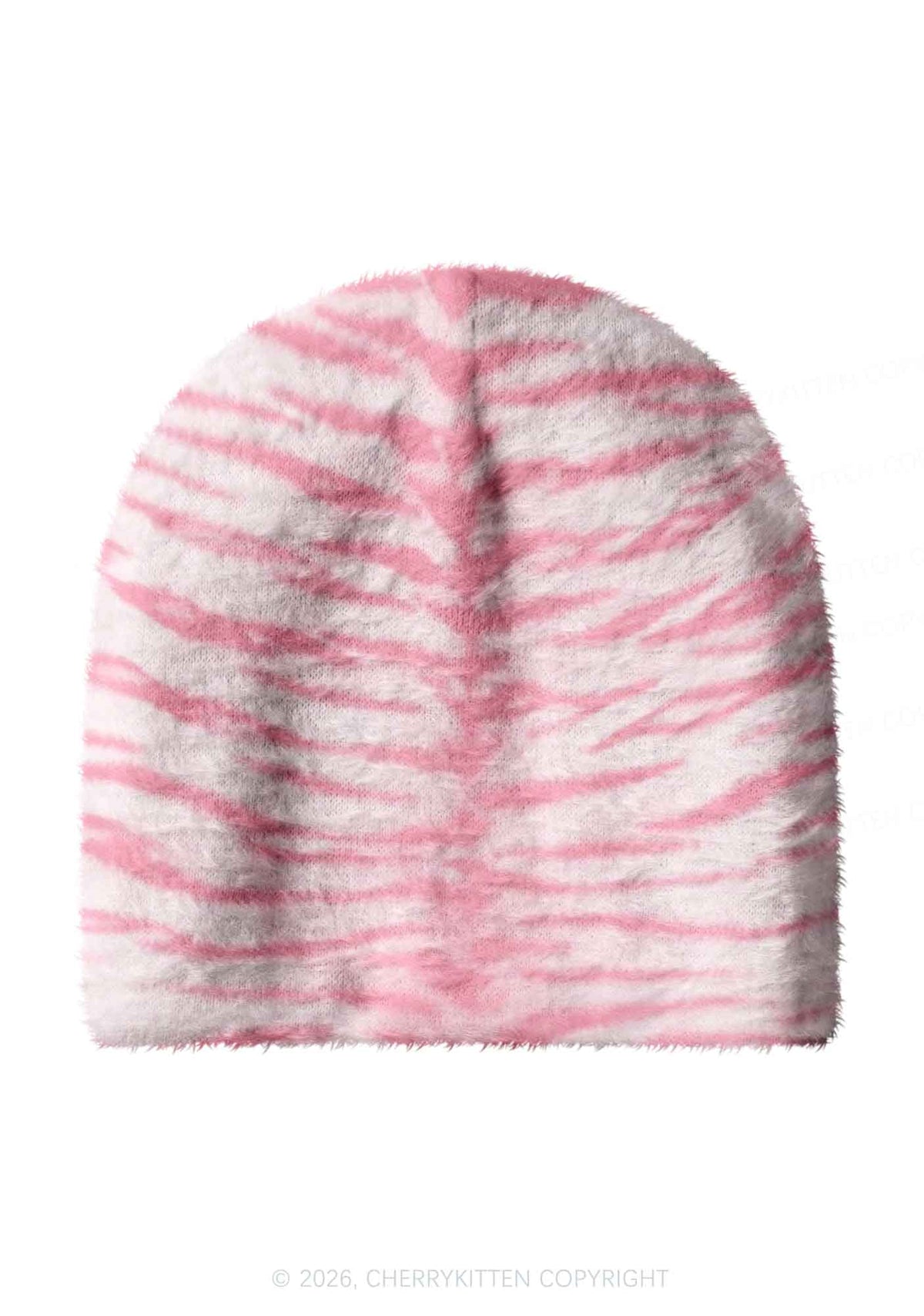 Pink Tiger Stripe Y2K Print Knit Beanie Cherrykitten