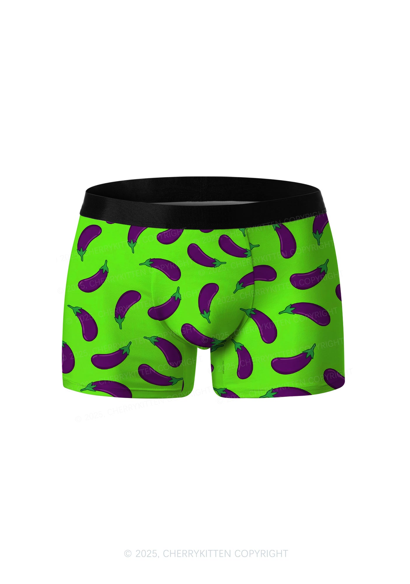 Lime Green Eggplant Y2K Print Men Boxer Briefs Cherrykitten