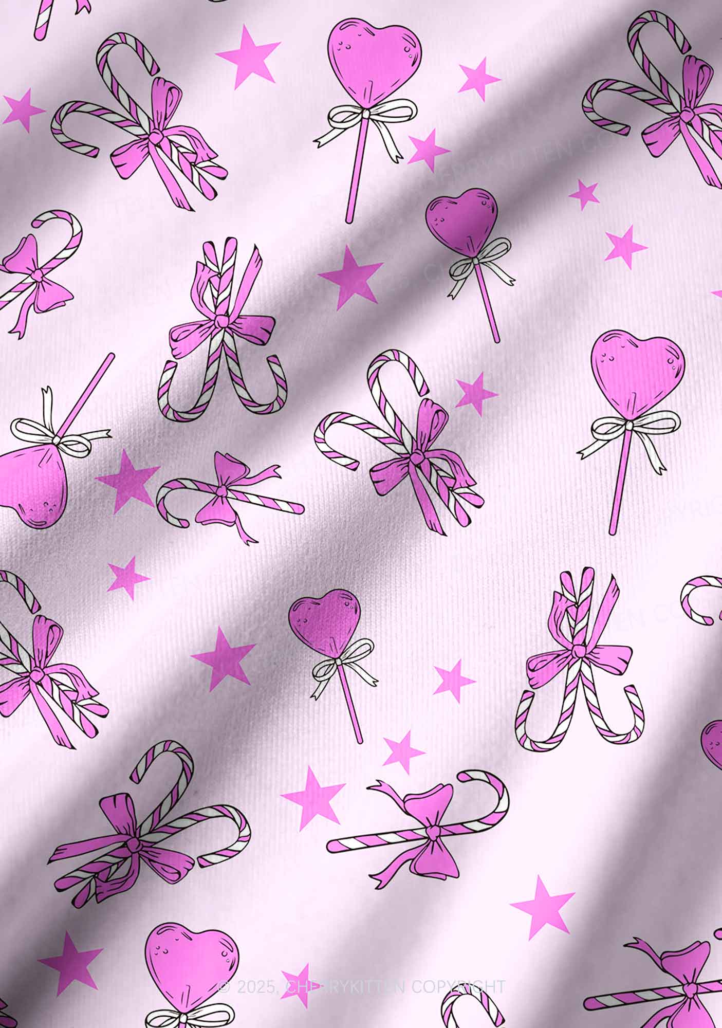 Christmas Heart Candy Y2K Print Long Sleeve Pajama Set Cherrykitten