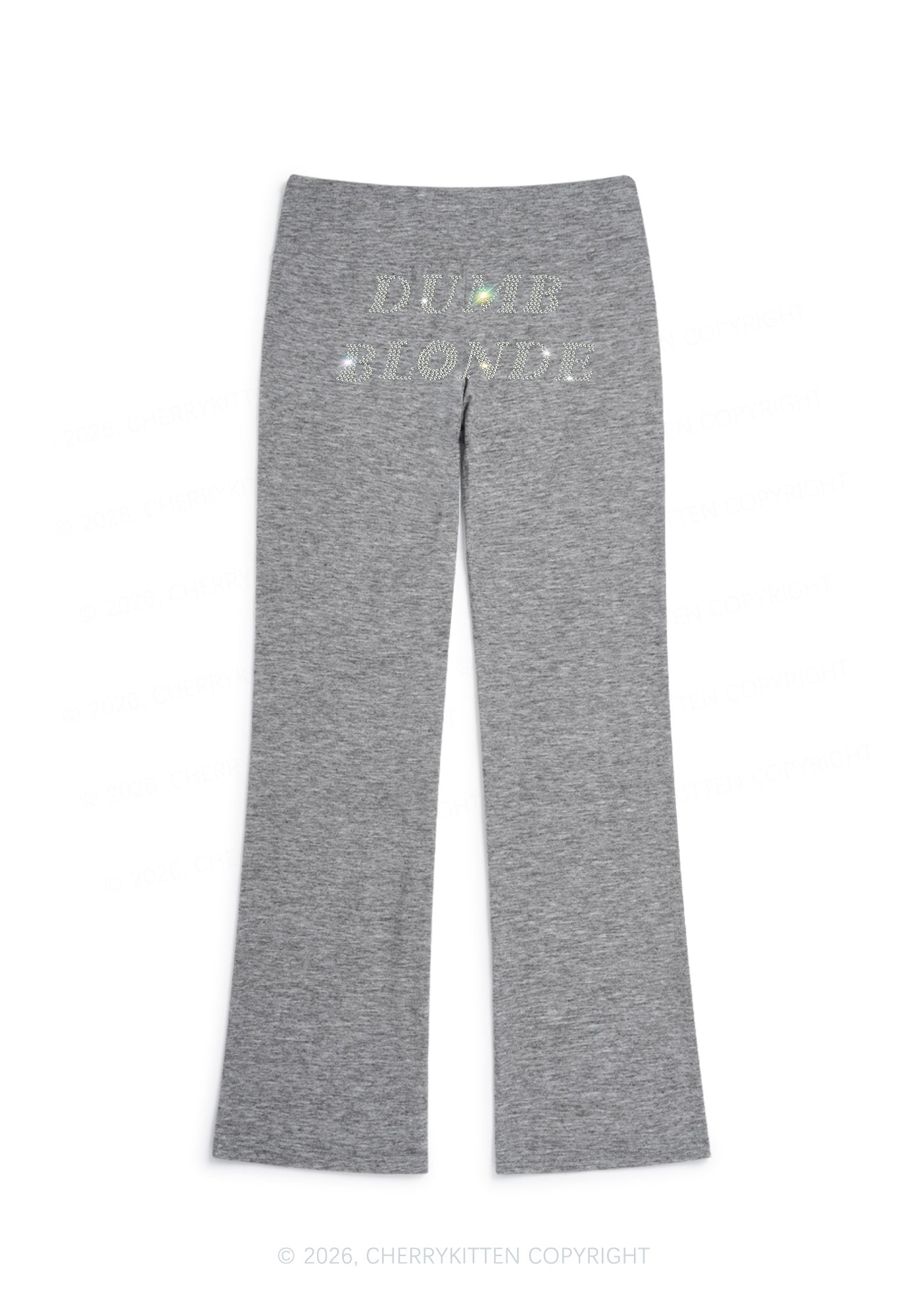 Rhinestone Dumb Blonde Y2K Low Rise Drawstring Flare Pants Cherrykitten