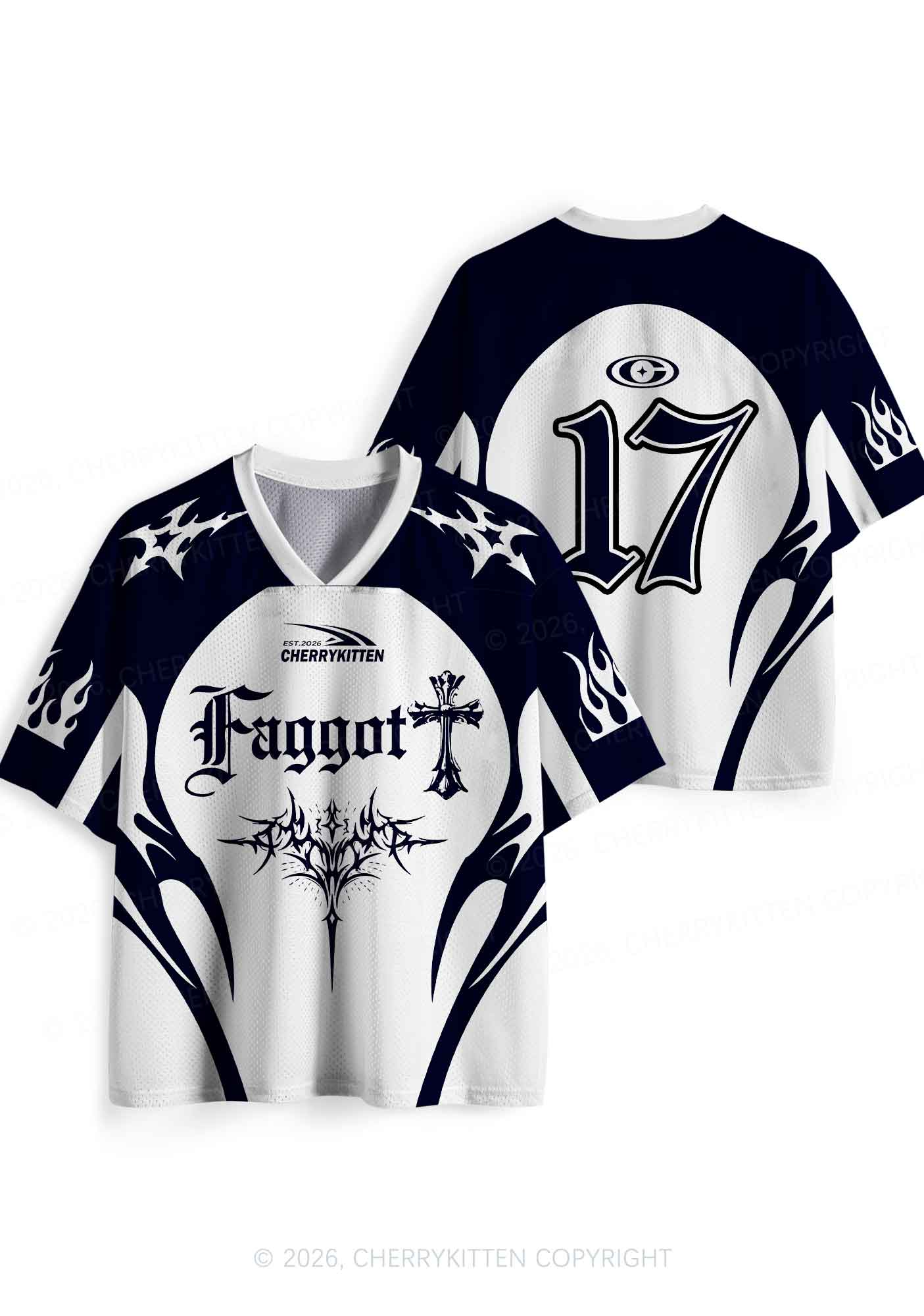 Gothic Cross Faggot Pride Y2K Sport Jersey Shirts Cherrykitten