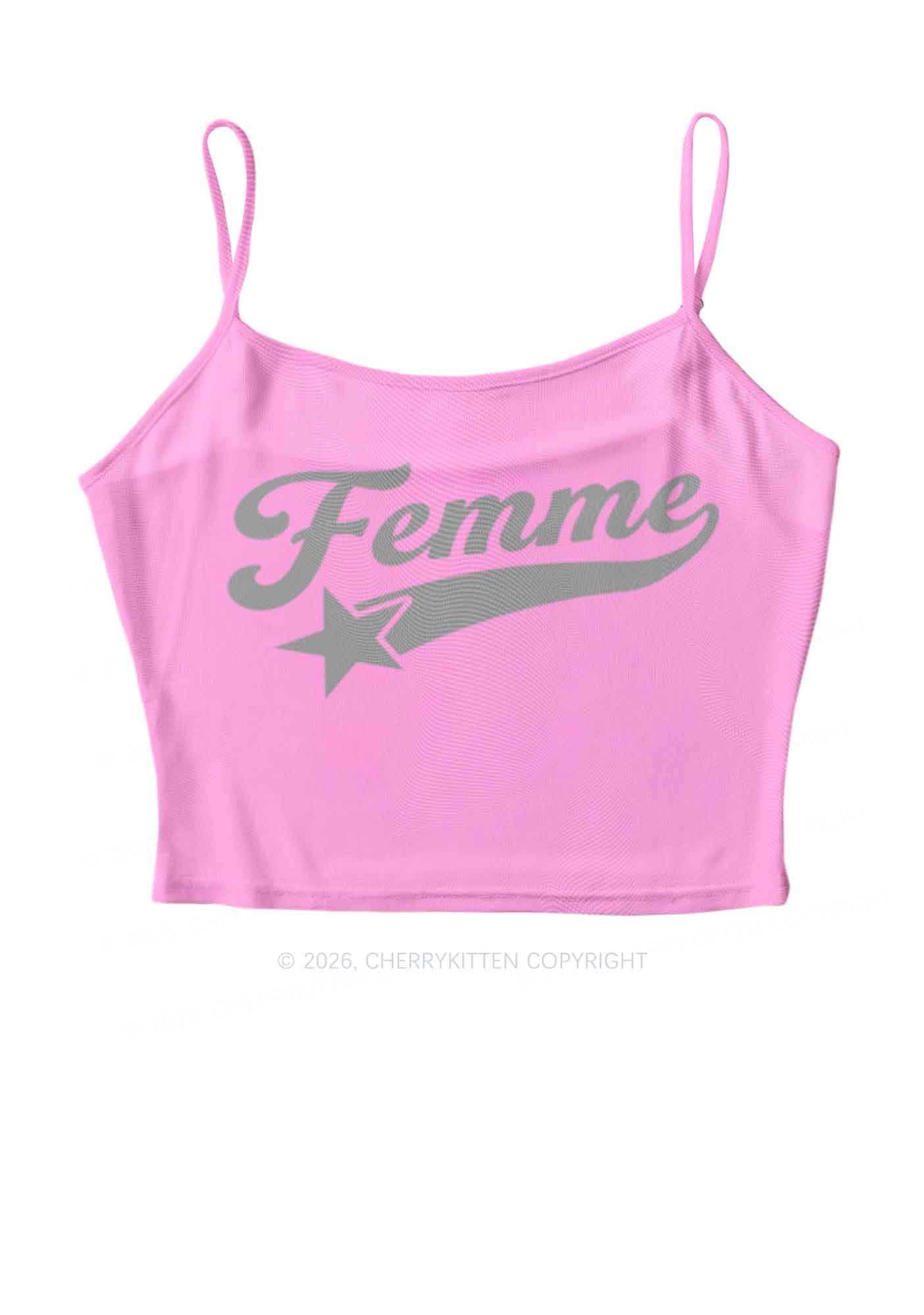 Grey Femme Pride Y2K Mesh Cami Tank Cherrykitten