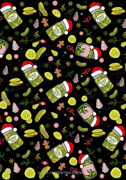 Christmas Black Santa Pickle Y2K Fleece Long Sleeve Pajama Set Cherrykitten