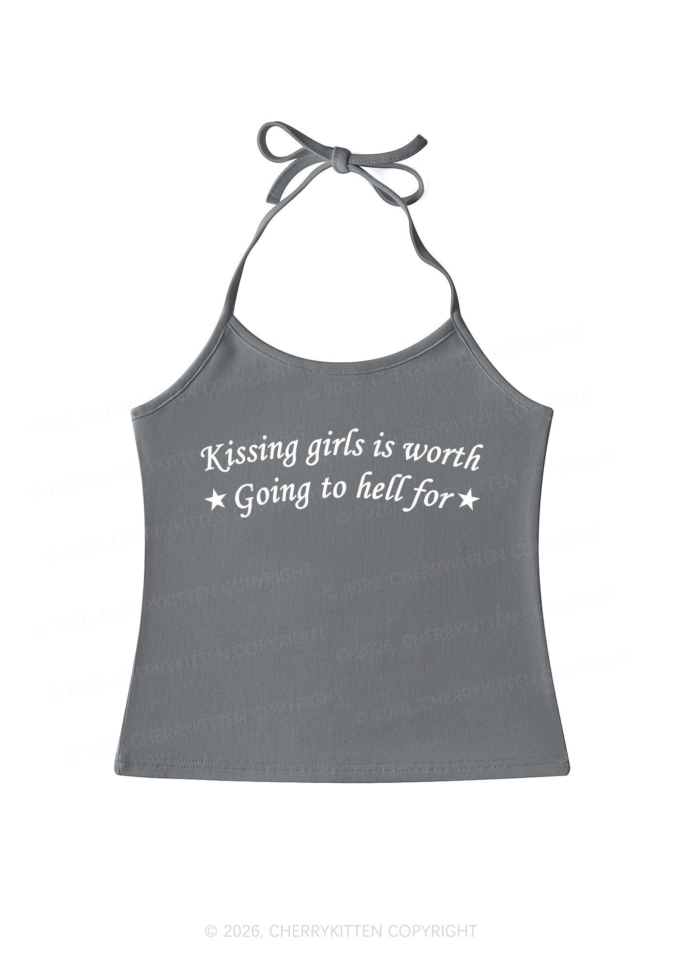 Kissing Girls is Worth Pride Y2K Halter Neck Cami Cherrykitten