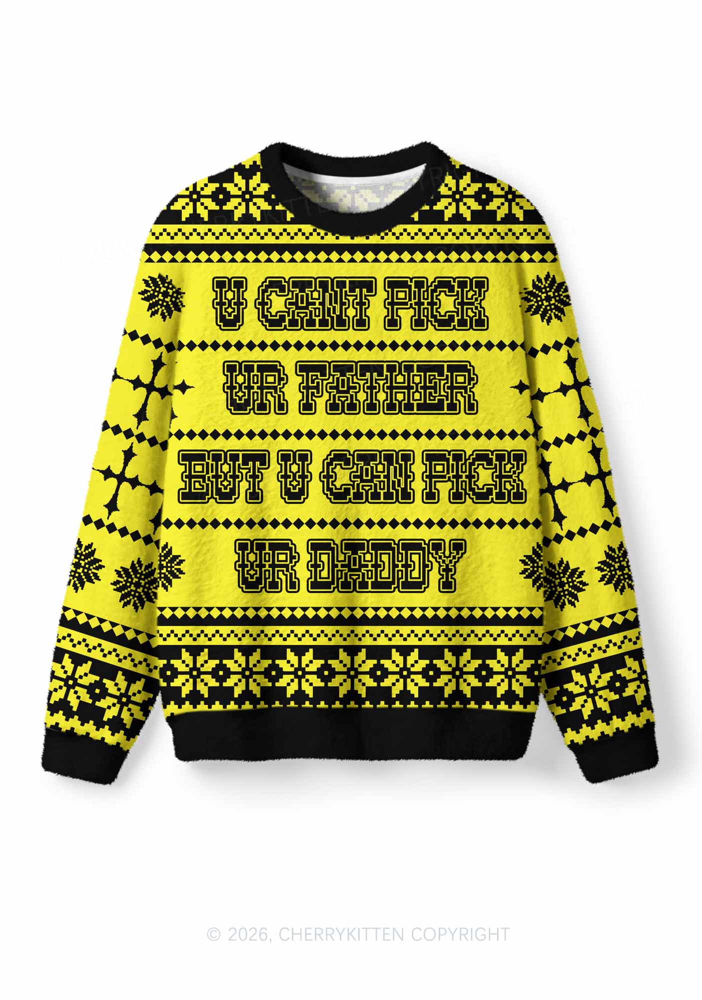 U Can Pick Ur Daddy Y2K Christmas Knit Sweatshirt Cherrykitten